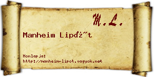 Manheim Lipót névjegykártya